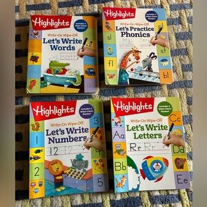 Highlights Magazine Wipe Clean Erase Write On Write Off Books Set of 4 Ages 3-8